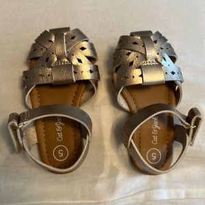 Gold huarache style sandals